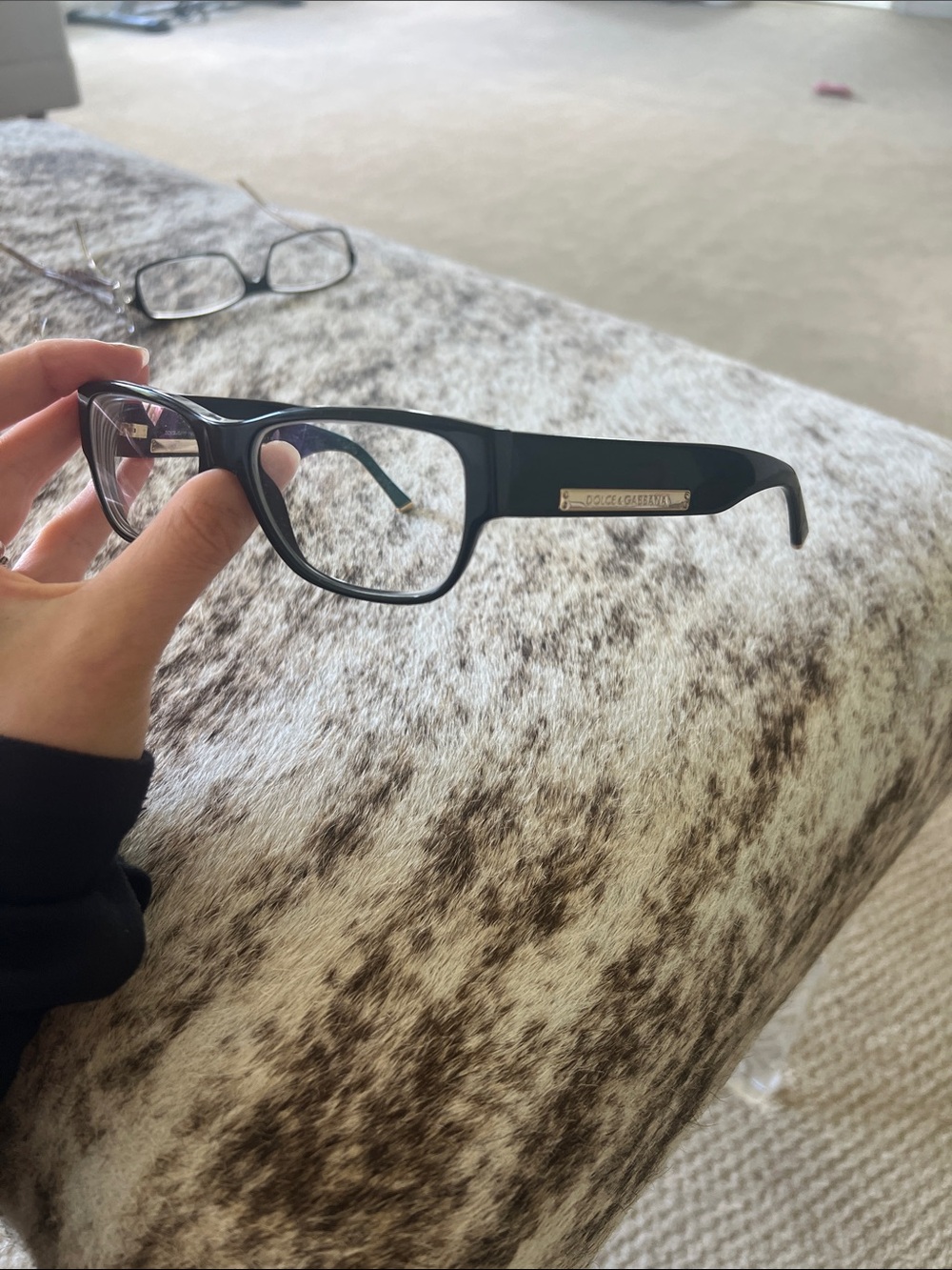 Dolce & Gabbana Black Rectangular Optical Glasses with Gold